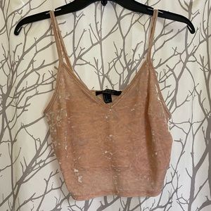 Pink/cream velvet crop top with v neck soft texture. US size small. Worn twice.